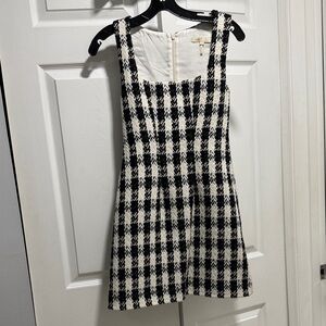 Maje Black and White Checkered Mini Dress